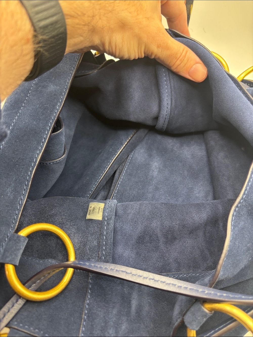 Tory Burch Farrah Suede Tote Bag in Royal Navy / Midnight Blue - Picture 5 of 8